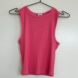 Aritzia Wilfred Free Pink Ribbed Muscle Tank